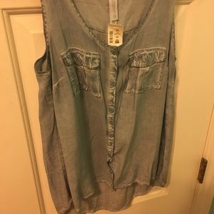 aeropostale denim button-up tank top